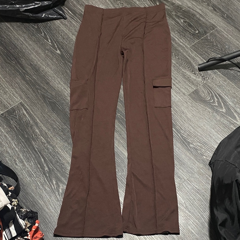Women's Brown Cargo Flare Pants